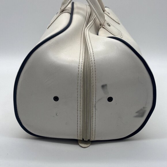 Vintage Molson Award White Leather Travel Duffel Bag - Canadian Made - Picture 5 of 14
